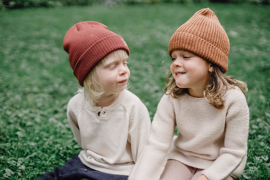 Knitted Beanie, two kids.