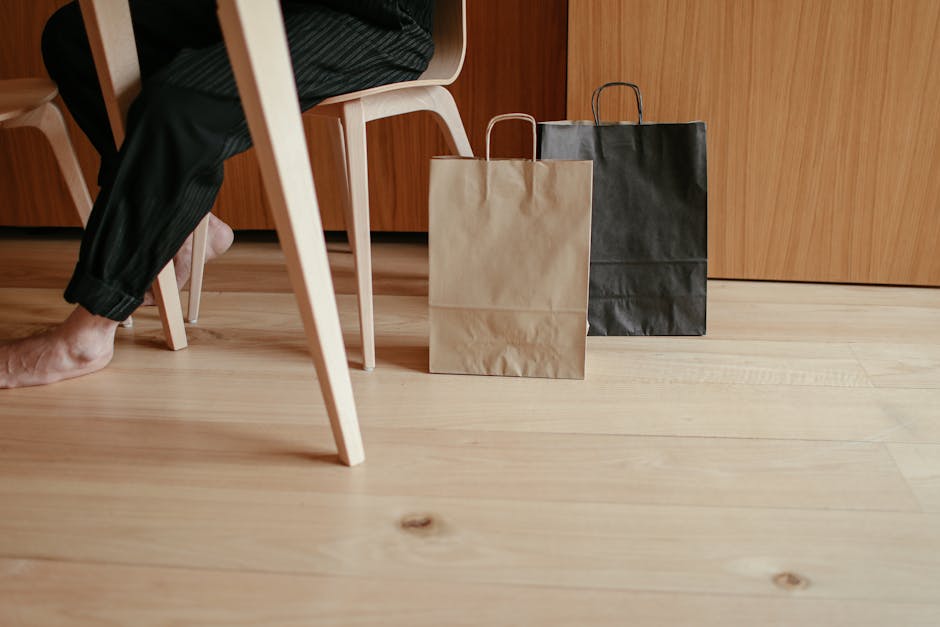 shopping bag, sitting